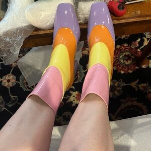 Colorful Block Heel Boots